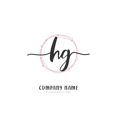 HG Initial Handwriting And Signature Logo Design With Circle Beautiful