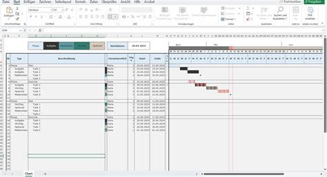 Gantt Diagramm Excel Vorlage: Chart mit Zeitachse als Download