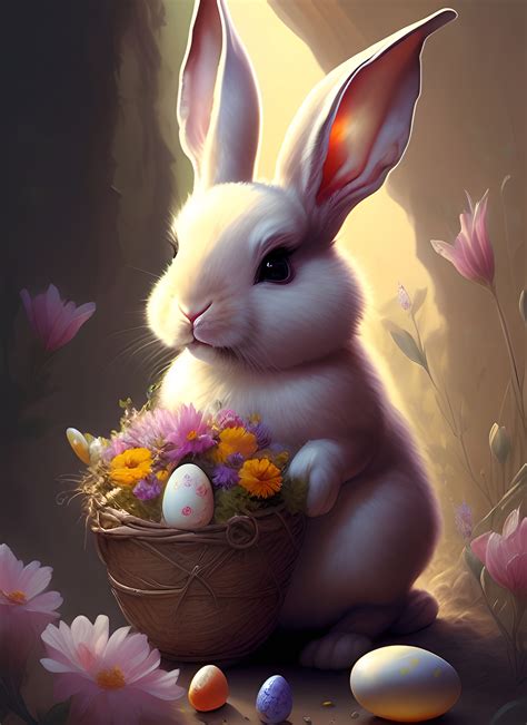 ArtStation - Set of Cute Easter Bunny. Easter eggs. spring hare rabbit