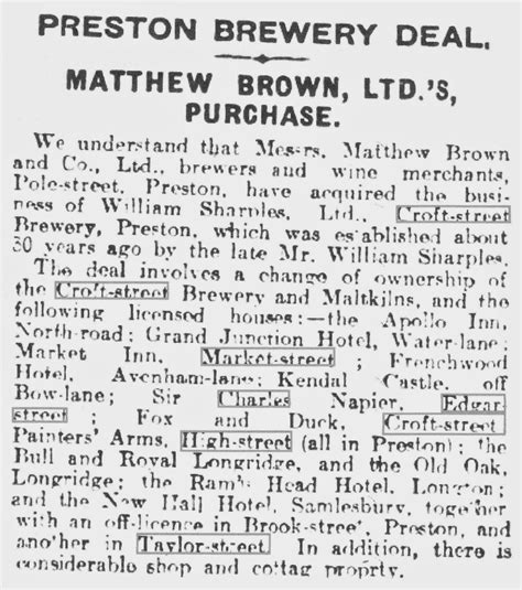 PRESTON'S INNS, TAVERNS and BEERHOUSES: SIR CHARLES NAPIER, Edgar Street