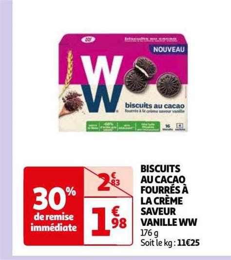 Promo Biscuits Au Cacao Fourr S La Cr Me Saveur Vanille Ww Chez