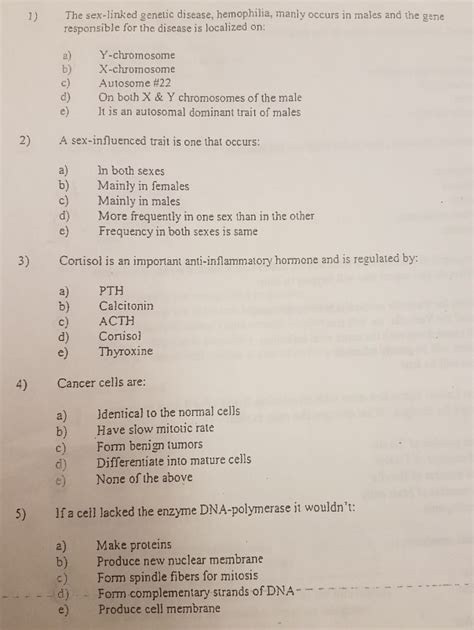 Solved The Sex Linked Genetic Disease Hemophilia Manly Chegg