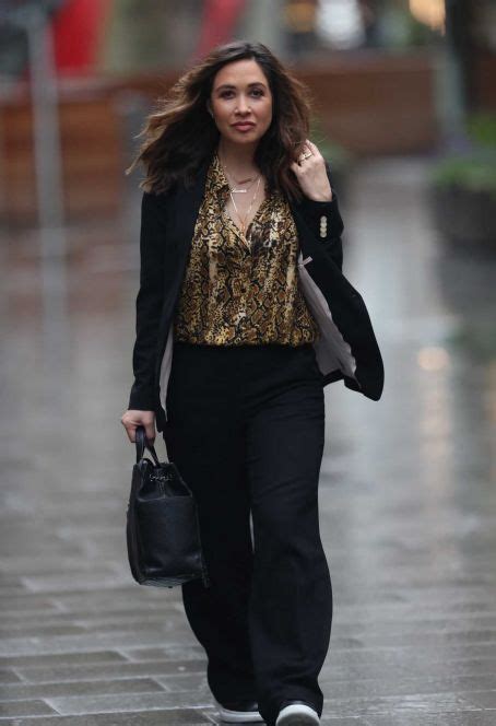 Myleene Klass Wears Black Pantsuit While Arrives At Smooth Radio In