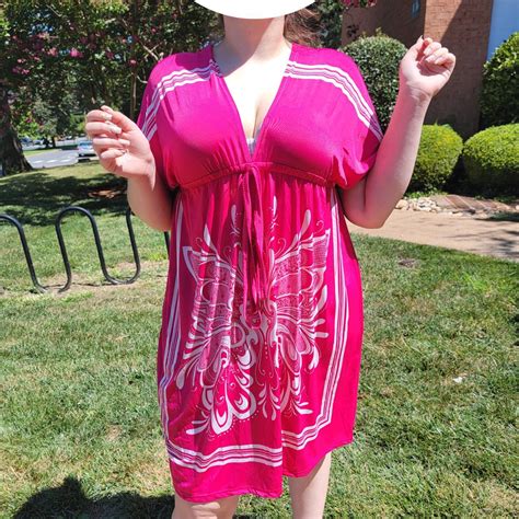 Hot Pink Plus Size Midi Dress With Y2k Butterfly Depop