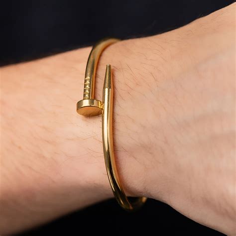 Bracelete Prego Dourado Aço Inoxidável CODE Brincos Masculinos