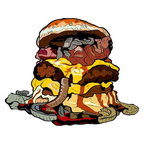 Premium Vector A Drawing Of A Burger With A Burger And A Burger On It