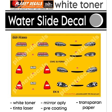 Hot Wheels Decal Honda Civic Ek Lights Detailing Ferio White Toner Shopee Malaysia