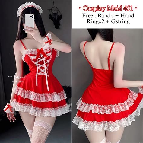 Jual Luckymm Sexy Lingerie Dress Cosplay Maid Uniform Baju Wanita