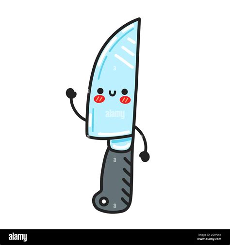 Cute Funny Kitchen Chef Knife Character Vector Flat Cartoon Kawaii