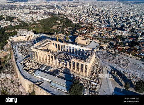 aerial view  parthenon  acropolis  athensgreece stock photo alamy