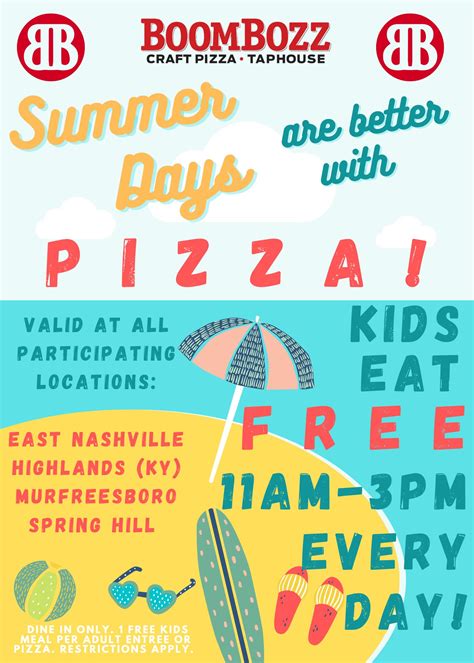 Kids eat free all Summer long 11am-3pm **At participating locations
