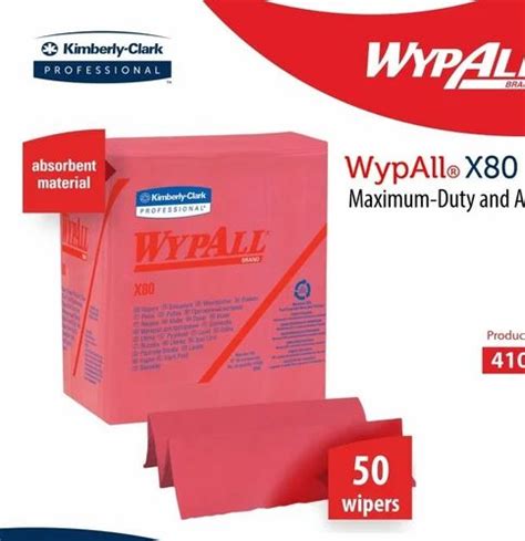 Kimberly Clark Wypall X80 Quarter Fold Wiper 41029 Red Pack Of 4X50