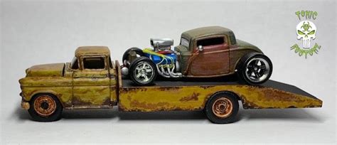 Custom Hot Wheels 32 Ford And 56 Flashsider Hauler By Toxic Kustomz