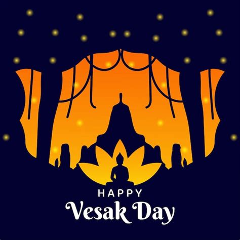 Premium Vector Happy Vesak Day Greeting Card And Poster Design For