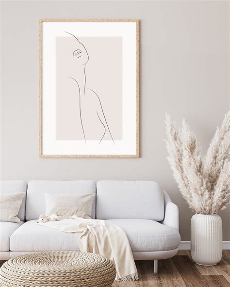 Printable Minimalist Woman Line Art Portrait Naked Women Etsy