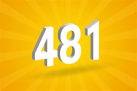 3D 481 number font alphabet. White 3D Number 481 with yellow background ...