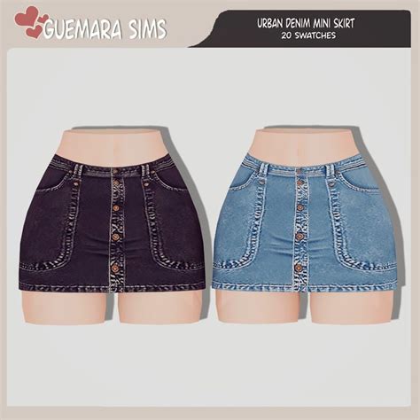 Urban Denim Mini Skirt Public Now Guemara In 2024 Sims 4