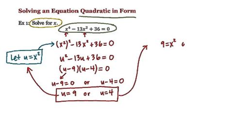 Math 1a 1b Pre Calculus Solving An Equation Quadratic In Form Youtube