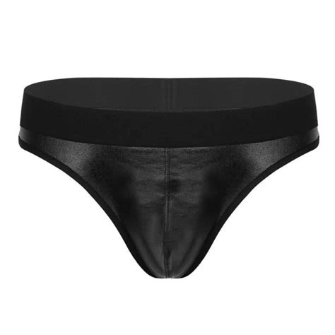 Iiniim Homme Bikini Briefs Bulge Pouch String Sexy Sous Vêtements Métallique Brillant Slip