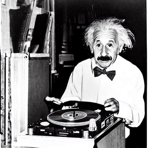 Krea Ai Photo Of Albert Einstein Djing A Record Player At