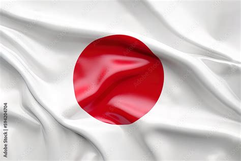 Red Circle And White Background Waving The National Flag Of Japan
