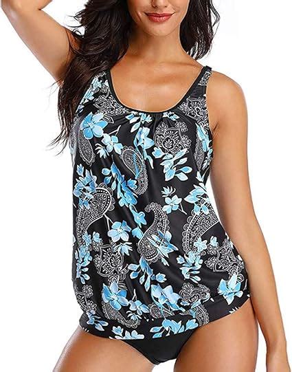 Lopily Tankini Oversize Damen Zweiteiler Blumenmuster Hippie Bikini