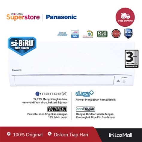 Panasonic AC Deluxe Low Watt Wall Mounted Split Si Biru Nanoe 1 PK CS