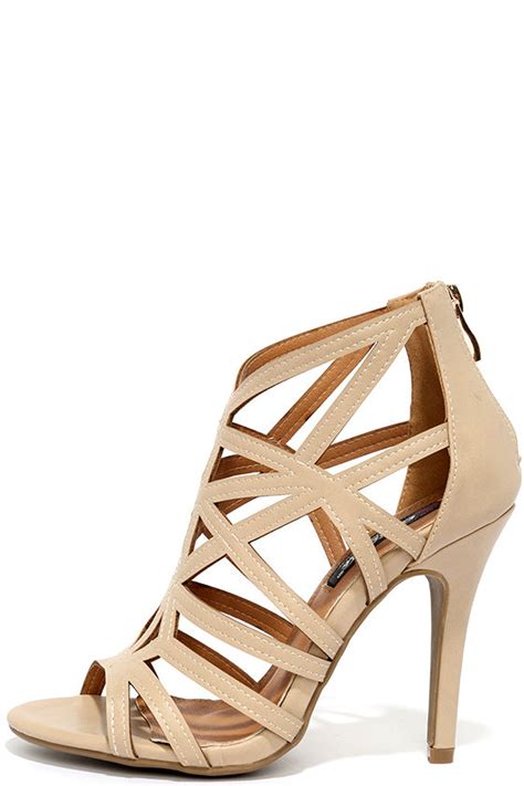 Sexy Nude Heels Caged Heels Dress Sandals Lulus