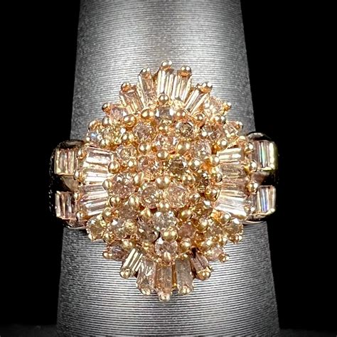 Cognac Diamond Cluster Ring In 10kt Yellow Gold Burtons Burtons