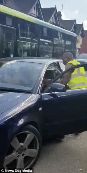 Road Rage Brawl Ends With One Man Being Stripped Naked Daily Mail Online