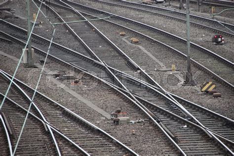 aerial view  railroad tracks junction stock image colourbox