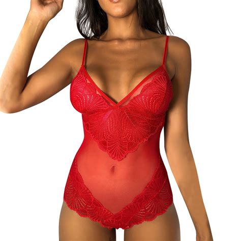 Hantrom Lingerie For Women Sexy Lingerie Women Sexy Lace Up Teddy Lingerie Bodysuit Floral