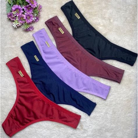 Kit 5 Calcinhas Fio Dental Confort Microfibra Sexy Barato Lingerie Shopee Brasil