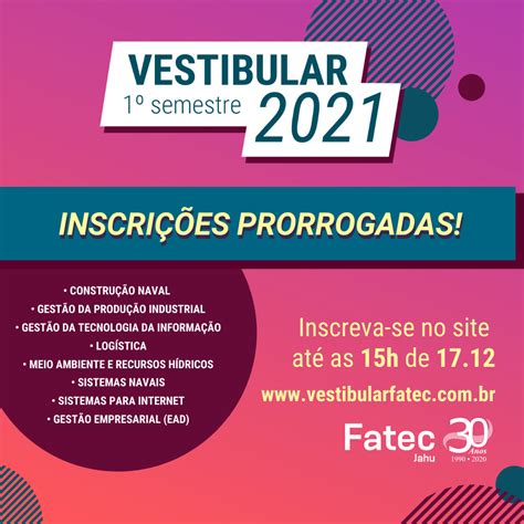 Inscrições Para Vestibular - Inscrições para o Vestibular 2021-1 prorrogadas até 17 de dezembro ...