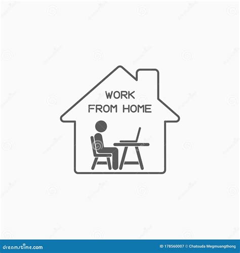 Work from Home Icon, Work at Home Vector Stock Vector - Illustration of interior, building
