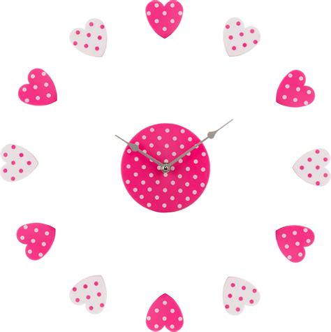 Premier Housewares Diy Heart Wall Clock Pink White