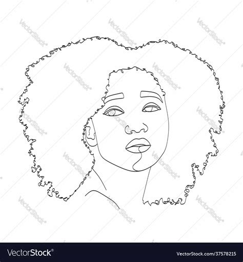 Line Art Woman Face Drawing Black Woman Vector Afro American Stock ...