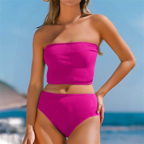 Wancir Women S Bikini Sets Women S High Waisted V Neck Solid Tight Fitting Gathering Swimsuit