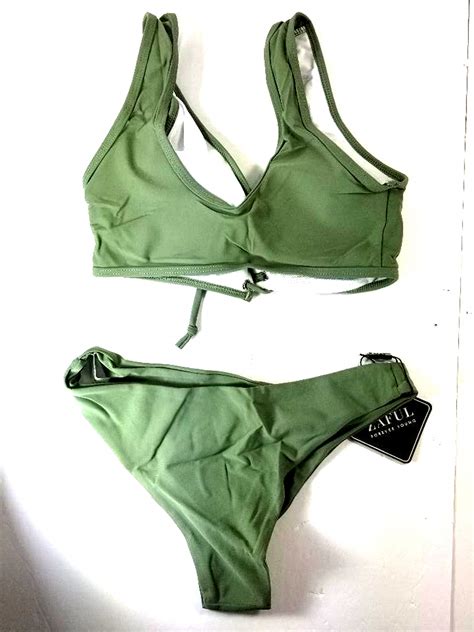 Nwt Lace Up Padded Bikini Set Camouflage Green Size S Property Room