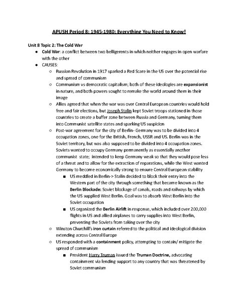 APUSH Period 8 1945-1980 - Study Guide - APUSH Period 8: 1945-1980