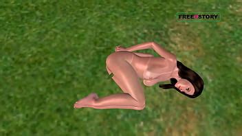 An Animated 3D Cartoon Porn Video Of A Cute Girl Laying On Ground And Masturbating Using