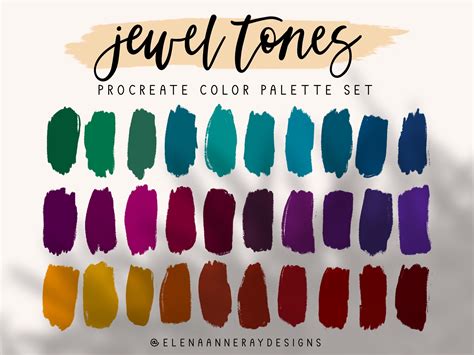 4 Procreate Color Palettes Gradient Procreate Color Palette Jewel Tones