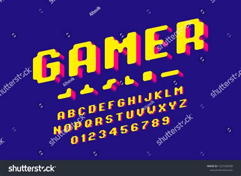 gamer font  stylized pixel style stock vector royalty