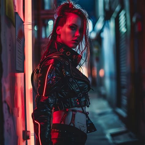 Premium Photo Photo Of A Cyberpunk Woman In Night City