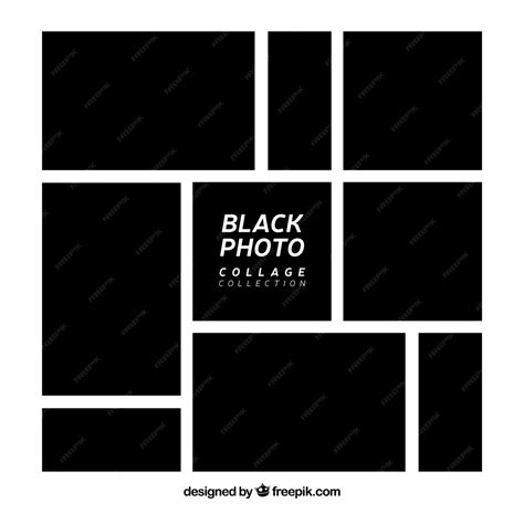 Коллекция коллажей из чёрной фоторамки | Бесплатно векторы