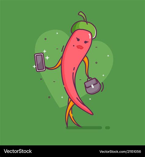 Red Hot Chili Pepper Girl Vegetable Character Vector Image