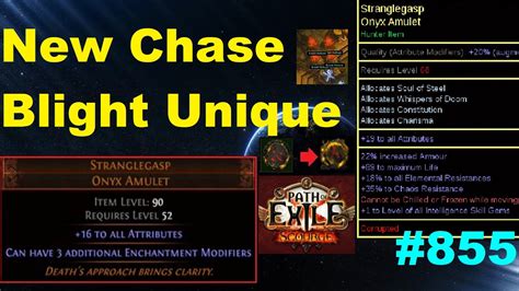 Path Of Exile New Chase Blight Unique Amulet Stranglegasp In