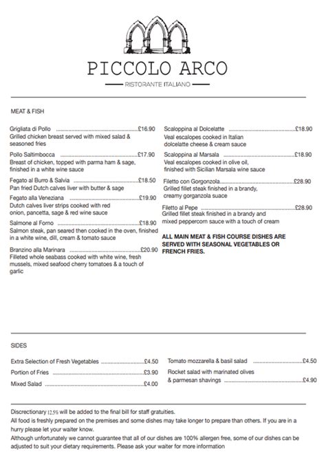 Menu — Piccolo Arco