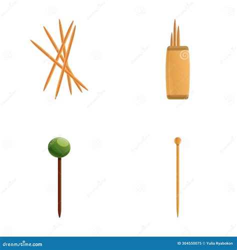 toothpick icons set cartoon vector toothpick  cocktail  food