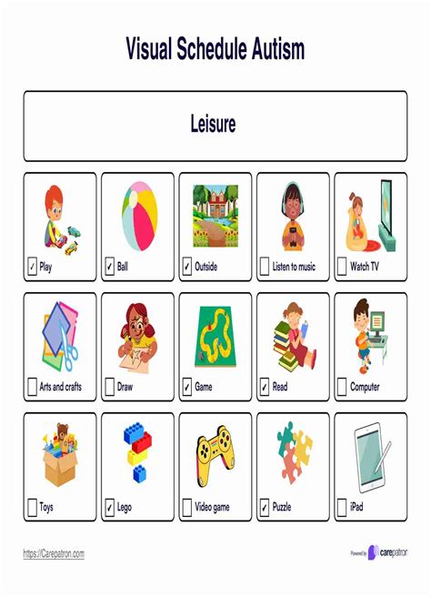 Visual Schedule Template For Autism And Example Free Pdf Download